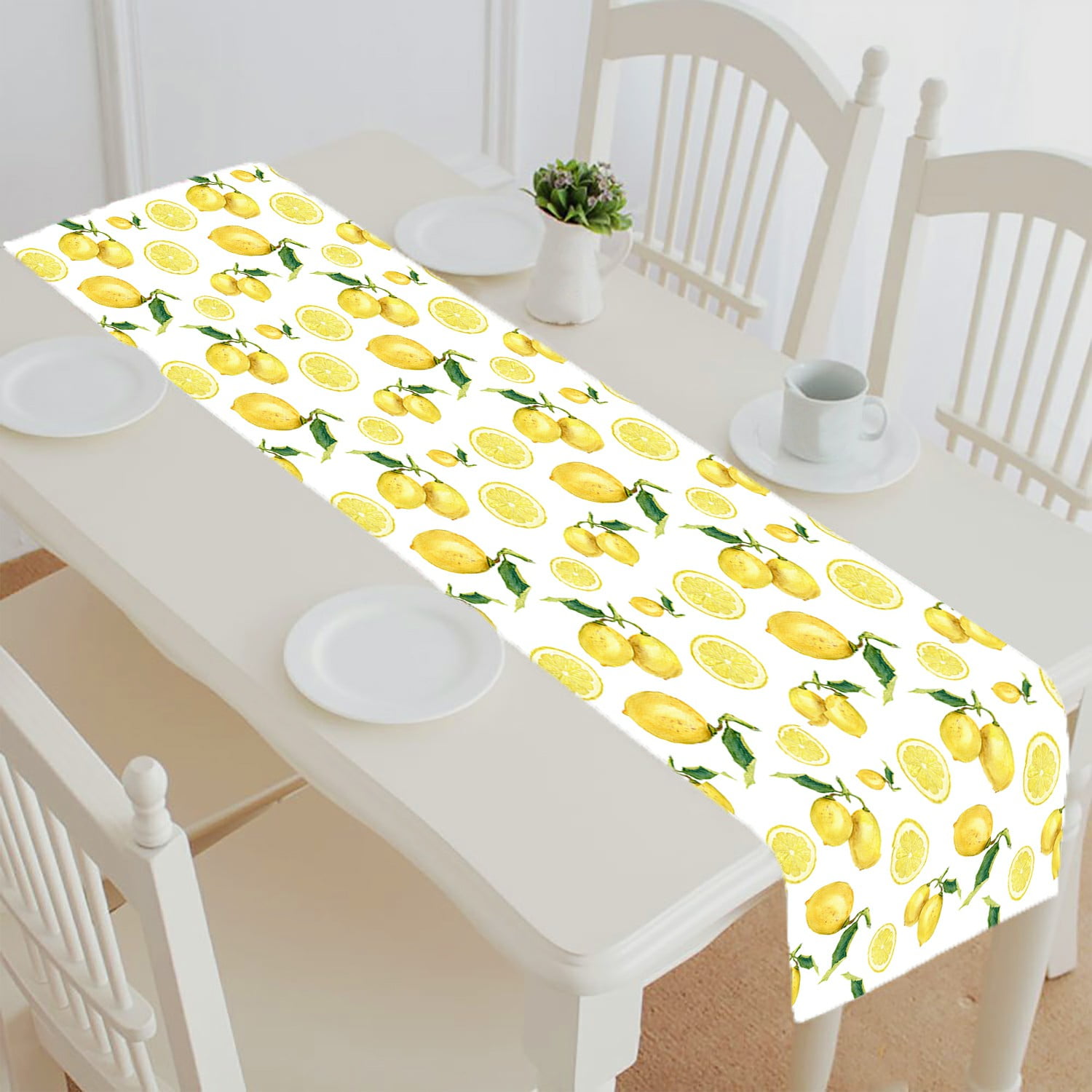 ABPHQTO Lemons Table Runner Placemat Tablecloth For Home Decor 14x72 Inch