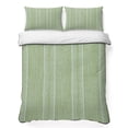 thumbnail image 2 of 3 Pieces Queen Quilt Set,Olive Green and White Striped Soft Bedding Sets with 1 Quilt & 2 Pillow Shams,Modern Minimalist Lines Summer Bedspread Lightweight Coverlet Comforter for All Season, 2 of 9