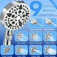 thumbnail image 5 of Shower Head - 9-Mode High Pressure Handheld Shower Head with Water Stop Button, Shower Head with Ultra-long Stainless Steel Hose, 9 Spray Settings, 5 of 8