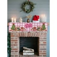 thumbnail image 6 of Christmas Cats Mantel Scarf Fireplace Decorations for Living Room, XmasTree Winter Gifts Floral Pink Plaid Fireplace Mantel Scarf Cover Runner for Halloween/Thanksgiving/Christmas Decor 60"x17", 6 of 6
