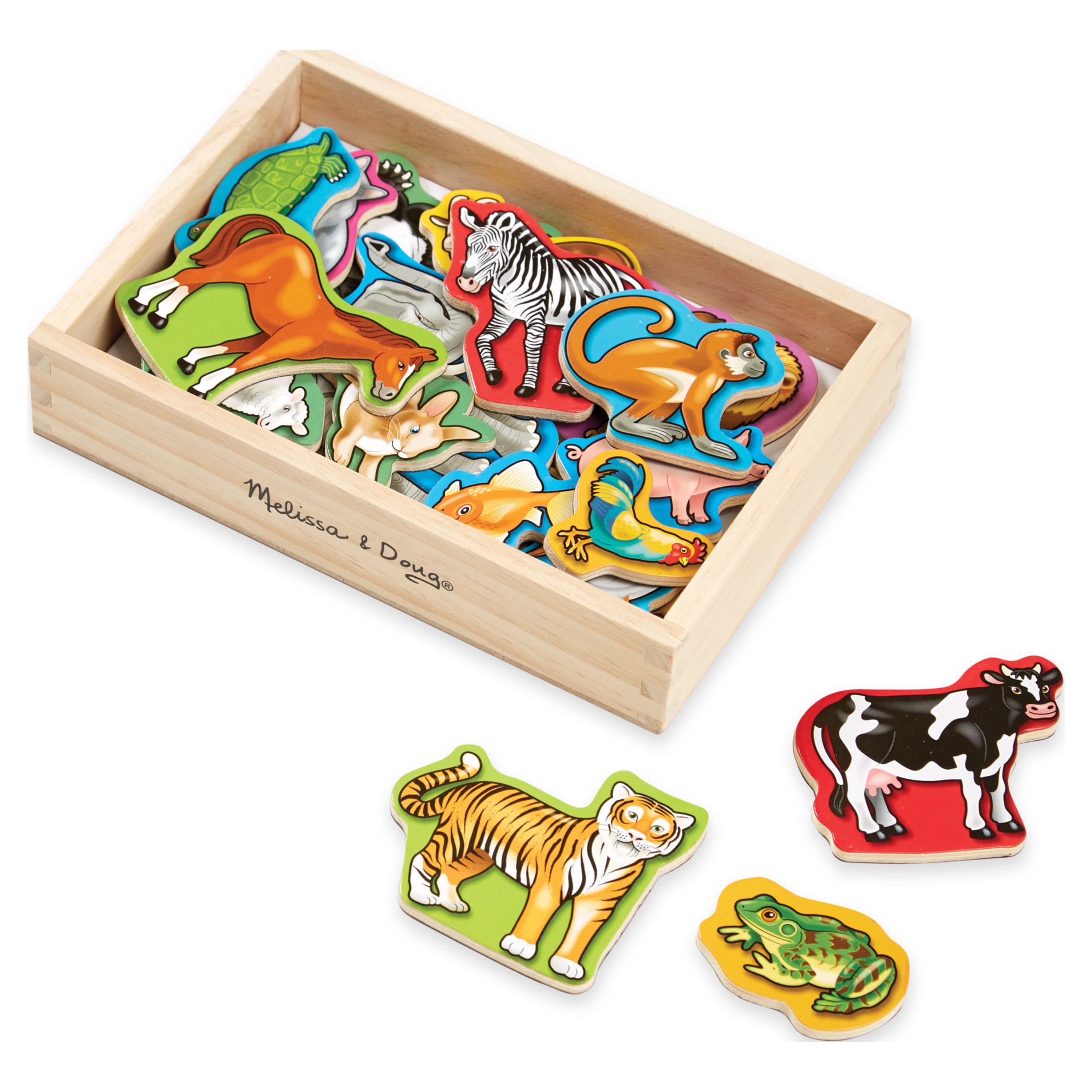 Melissa & Doug 20 Wooden Animal Magnets in a Box - FSC Certified