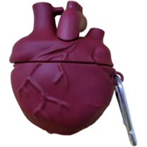 Creative Headphone Case for AirPods 4,Funny 3D Heart Pattern Design for Men Women,Silicone Earbuds Protective Cover for AirPods 4th Generation with Hook (Red)