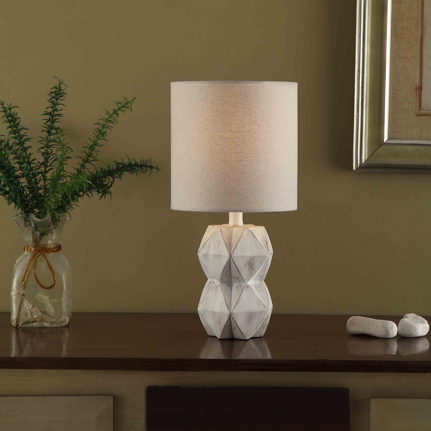 Better Homes & Gardens White Wash Faceted Faux Wood Table Lamp