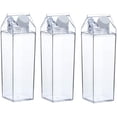 thumbnail image 1 of Botella de agua de cartón de leche Botellas de leche cuadradas transparentes Taza de plástico a prueba de fugas, paquete de 3 Namotu CDWJ482, 1 of 7