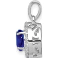 thumbnail image 2 of Sterling Silver Rhodium Plated White Topaz & Sapphire Pendant (17 X 8) Made In India qp2995s, 2 of 5