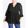thumbnail image 1 of avenue Womens Pleated Tunic Blouse, black, Plus Size, 20W, 1 of 1