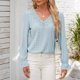 thumbnail image 5 of Ailaofu Womens Tops V Neck Boho Long Sleeve Shirts Blouses Flowy Lace Crochet Clothing Casual Trendy Tunic, 5 of 6