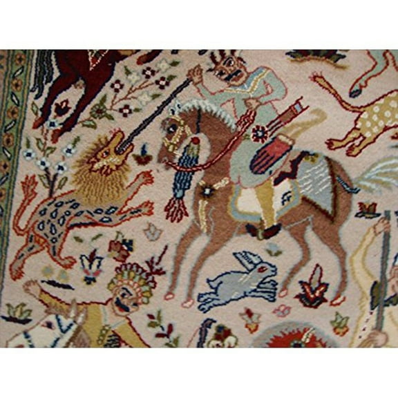 Ahmedani Linen 7 Horses King Hunting Classic Hand Double Knotted Home Decor Adult Fine Indoor Rug Carpet (6 x 4)'