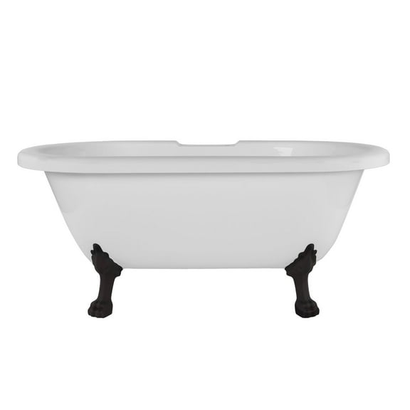 Juniper 60 Inch Acrylic Double Ended Clawfoot Tub - Rim Faucet Drillings - Lion Paw Feet