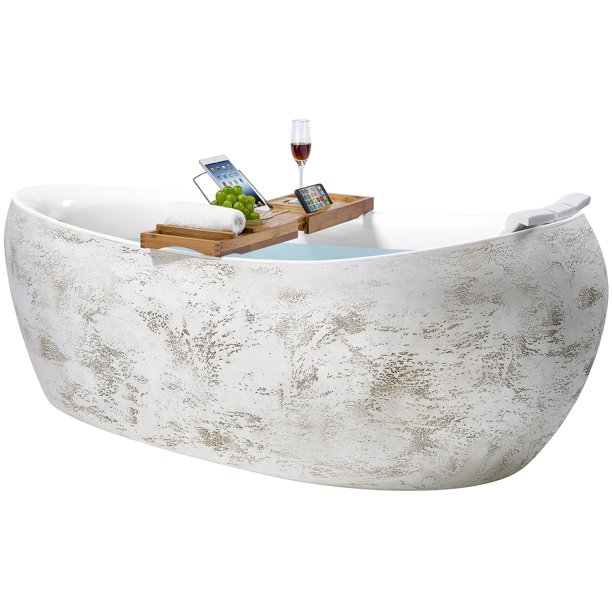 Freestanding Bathtub 69 Inch Rock Pattern Acrylic Bathtub Stand