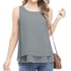 thumbnail image 2 of Camiseta de verano sin mangas con cuello redondo de doble capa de gasa para mujer, 2 of 6