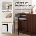 thumbnail image 6 of COLAMY ELEN Set of 4 Modern Bar Height Stools with Arms and Back, 29.5" Upholstered Barstools, Luxury Kitchen Island Chairs with Metal Frame & Footrest for Home Bar, Grey, 6 of 8
