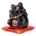 thumbnail image 2 of Wealth Welcoming Cat Solar Powered Cute Lucky Cat with Waving Arm for Home Office CarBlack, 2 of 8