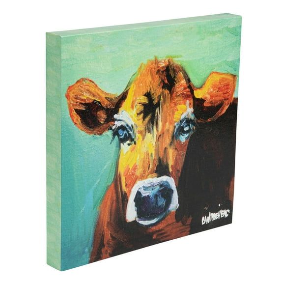 Creative Co-Op Canvas Wall Décor with Cow Image
