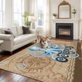 thumbnail image 2 of 5'x7' Area Rugs for Living Room Bedroom, Vintage Octopus Washable Rug Carpet Runner Indoor Outdoor, Brown Nautical Anchor Bubbles Coastal Non Slip Floor Mats Area Rug for Kitchen, Nursery, 2 of 8