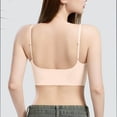 thumbnail image 6 of VONCOS Womens Seamless Wireless Bra Bralette T-Shirt Bra Molded Cups Ribbed Adjustable Straps Nylon Spandex Beige,Size L, 6 of 7