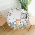 thumbnail image 3 of Spring Tablecloth Round 60 Inch Colorful Flower Table Cloth,Stain Resistance Polyester Butterfly Floral Summer Season Table Covers for Kitchen Dining,Small Tablecloth for Party Picnic, 3 of 7