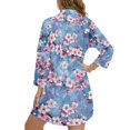 thumbnail image 6 of Renewold Swim Cover Up for Women Long Sleeve T-Shirt Dress with Pockets Comfy Beach Button Up Shirt Women Bathing Suit Cover Up Shirt Bikini Coverups, Watercolor Cherry Blossom Print Blue, 2XL, 6 of 7