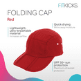 thumbnail image 2 of FITKICKS Folding Cap Comfortable Adjustable Ball Cap UPF 50+ Sun Cap, Red (Unisex), 2 of 7