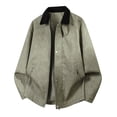 thumbnail image 2 of Crop Jackets for Men Jerdar Men's Color-blocked Lapel Zip-up Snap Button Zip-up Pocket Long-sleeved Coat Top, 2 of 7