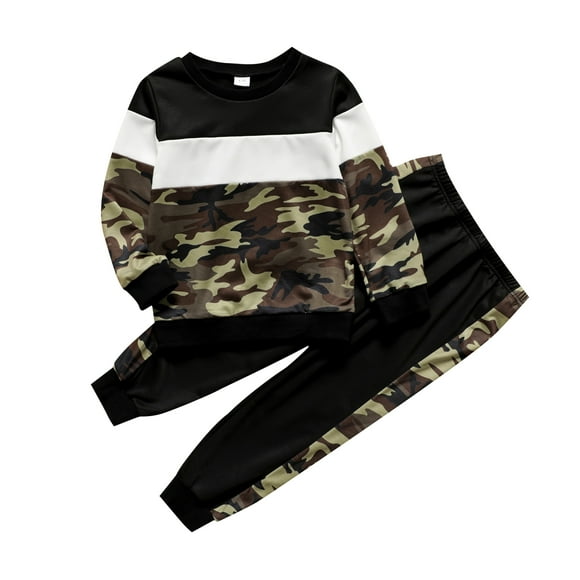 PatPat Kid Boy Pullover Colorblock Sweatshirt and Jogger Set 2 Piece Size 4-12