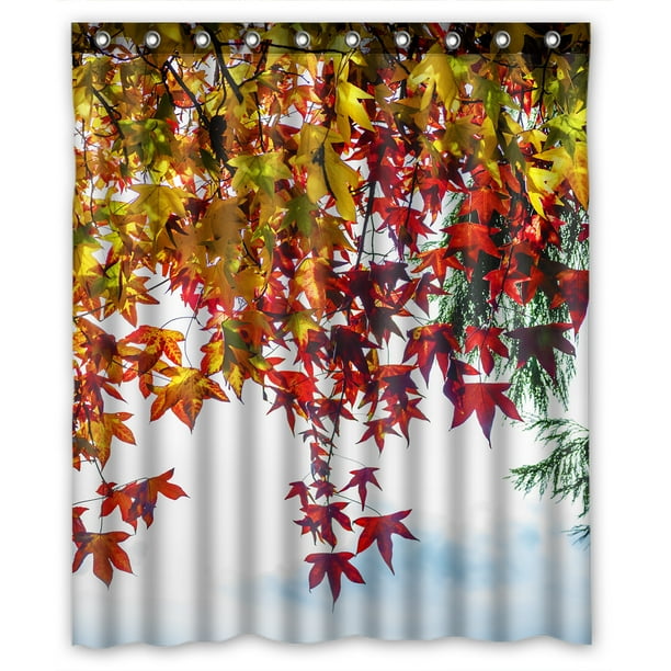 YKCG Autumn Prime Trees Red and Yellow Maple Leaves Shower Curtain