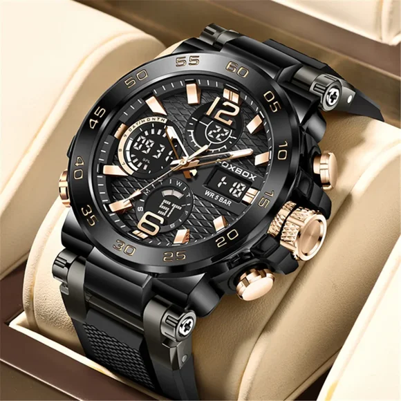 LIGE FOXBOX Men Digital Watch Boys LED Quartz Wristwatch Silicone Sport Watches