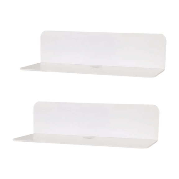 Set Of 2 Metal Wall Shelves Strong Stick Mounting Decorative Display Rack For Books Plant Home Organization