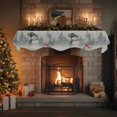 thumbnail image 4 of Christmas Snowman Fireplace Mantle Scarf, Retro Xmas Forest Trees Golden Snowflakes Mantel Cover Table Runner for Home Living Room Door Window, Indoor Outdoor Holiday Party Decor 17" x 60", 4 of 8