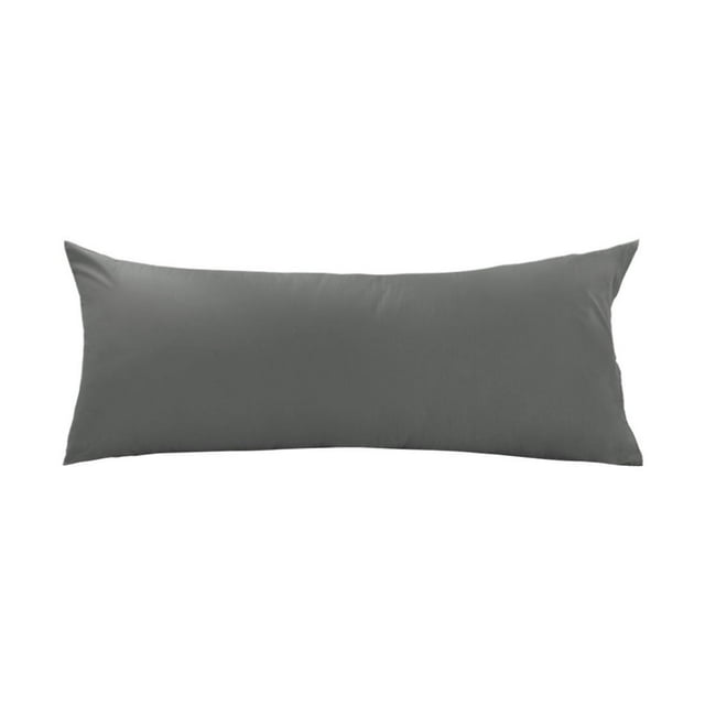 PiccoCasa Cotton Egyptian Body Size Pillow Case Cover Protector in dark gray, crafted from Egyptian cotton with a 250-thread count for comfort and durability. Suitable for body pillows measuring 20 x 60 inches (51 x 152 cm), featuring an envelope closure near the end. Easy care with machine wash and tumble dry on low. Pillowcase only, pillow insert not included.