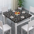 thumbnail image 3 of Black Cartoon Unicorn Dessert Rainbow Star Pattern Square Fitted Tablecloth with Elastic Edge,Square Table Cover,Washable Elastic Table Cover for Home Kitchen Party Decor 34"x34", 3 of 6