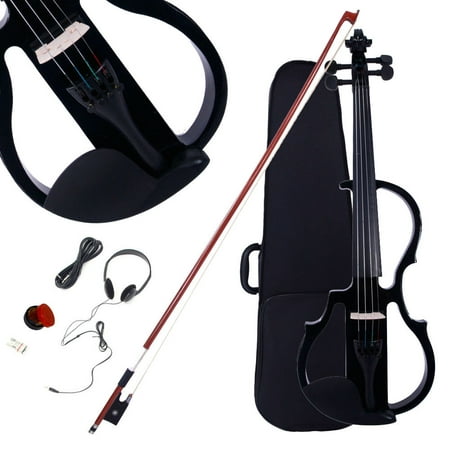 GHP Black Spruce Ebony Maple & Arbor 3-Band EQ 4/4 Electric Violin w Case Bow &