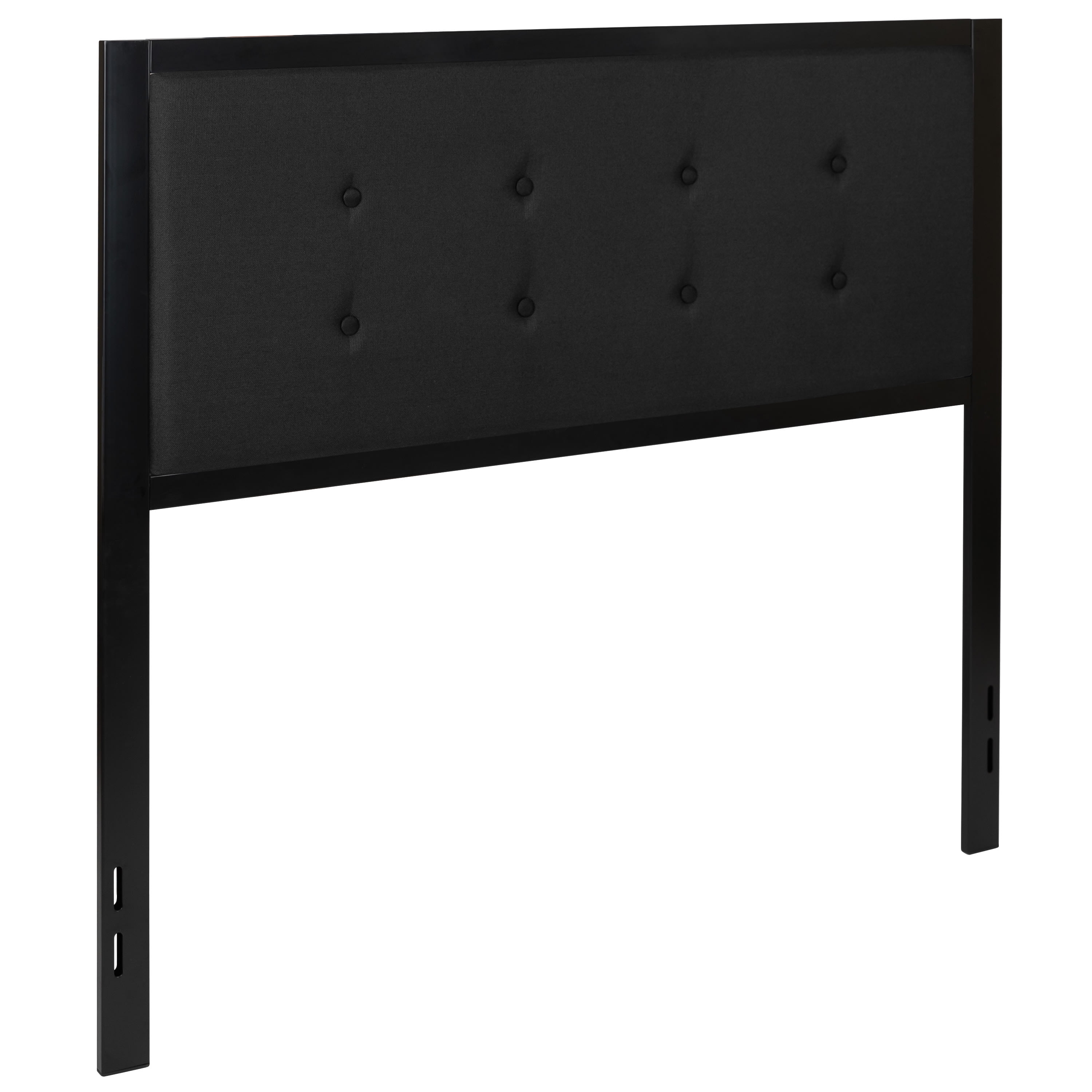 Emma + Oliver Full Size Upholstered Metal Panel Headboard in Tufted Black Fabric