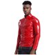 thumbnail image 4 of Abrigo de látex brillante metálico para hombre, ropa de club para hombre, camisa de látex de cuero sintético brillante, cuello alto, manga larga, camisa con cremallera frontal, 4 of 5