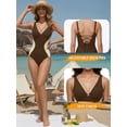 thumbnail image 5 of MOYIKO Womens One Piece Swimsuit Slimming Tummy Control Bathing Suit Color Block V Neck Shapewear, 5 of 7