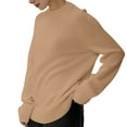 thumbnail image 3 of Women'S Oversized Sweaters Fall Outfits Trendy Crewneck Long Sleeves Knit Fashion Pullover Tops Camel Color L, 3 of 8