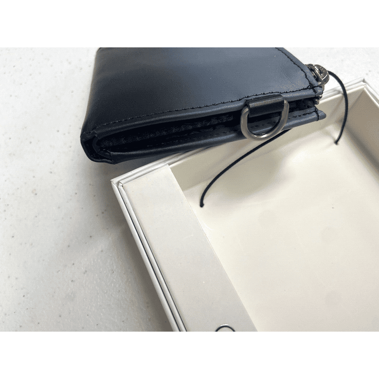 TITIFIVE Men's RFID Slim Zip Wallet - Genuine Leather, Black, With Money Clip & Card Slots
