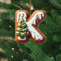 Taicans Personalized Gingerbread A-Z Letter Ornaments for Christmas Tree - 3.9in Acrylic DIY Pendant Decorations with Santa Hats,Red & Green Tree Hanging Decor for Home office Yard