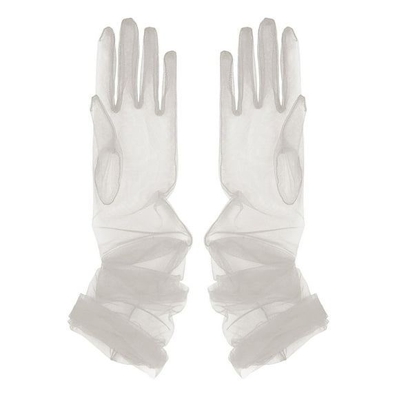 Kripyery 1 Pair Bridal Gloves Over Sleeve Soft See-through Tulle Ultra-thin Decorative High-end Anti-slip Dress Gloves for Party