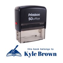 Printtoo Personalized Blue Self Inking This Book Belongs To Library Stamp Custom Rubber Stamper-68 x 30 mm