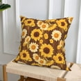 thumbnail image 6 of Throw Pillow Covers, Vintage Wood Grain Sunflower A Soft Square Pillow Cases with Invisible Zipper for Couch Bed Sofa, Farmhouse Fall Home Decor 16"x16", 6 of 7