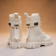 thumbnail image 5 of Kids Mid Calf Combat Boots Lace Up Side Zipper Waterproof Boots Slip-Resistant & Durable Stylish Shoes for Toddler/Little Kid/Big Kid Beige 34, 5 of 6
