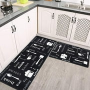 HEBE Anti Fatigue Kitchen Rug Sets 2 Piece 17"x47" 17"x28" Non Slip Kitchen Floor Mats Cushioned Comfort Standing Mat Waterproof Stain Resistant