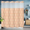 thumbnail image 6 of No Hook Abstract Bohemia Shower Curtain with Snap in Liner Set, Modern Boho Floral Orange Waterproof Fabric Bathroom Curtains with See Through Top Window, Hotel Style Standard 72 x 72 Inch, 6 of 9