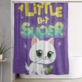 thumbnail image 1 of Cortina de ducha Superkitties con diseño de dibujos animados, con 12 ganchos, impermeable, lavable, de poliéster, para decoración del baño, 60 x 72 pulgadas, de hierro, 1 of 8