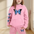 thumbnail image 2 of Girls Sweatsuit 2 Piece Set Buttrfly Print Long Sleeve Hoodies Drawstring Joggers Casual Fall Winter Comfortable Outfits for Girls 2-3 Years, 2 of 5