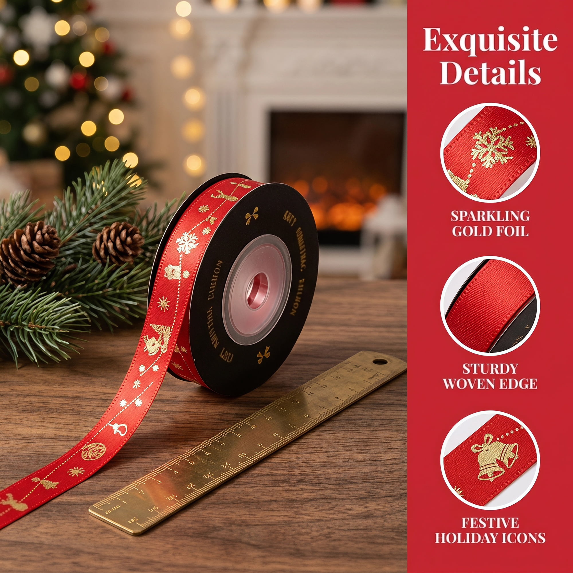 Unique Bargains Vibrant Cartoon Ribbon for Gift Wrapping Red Line Pattern 5.5 Yard
