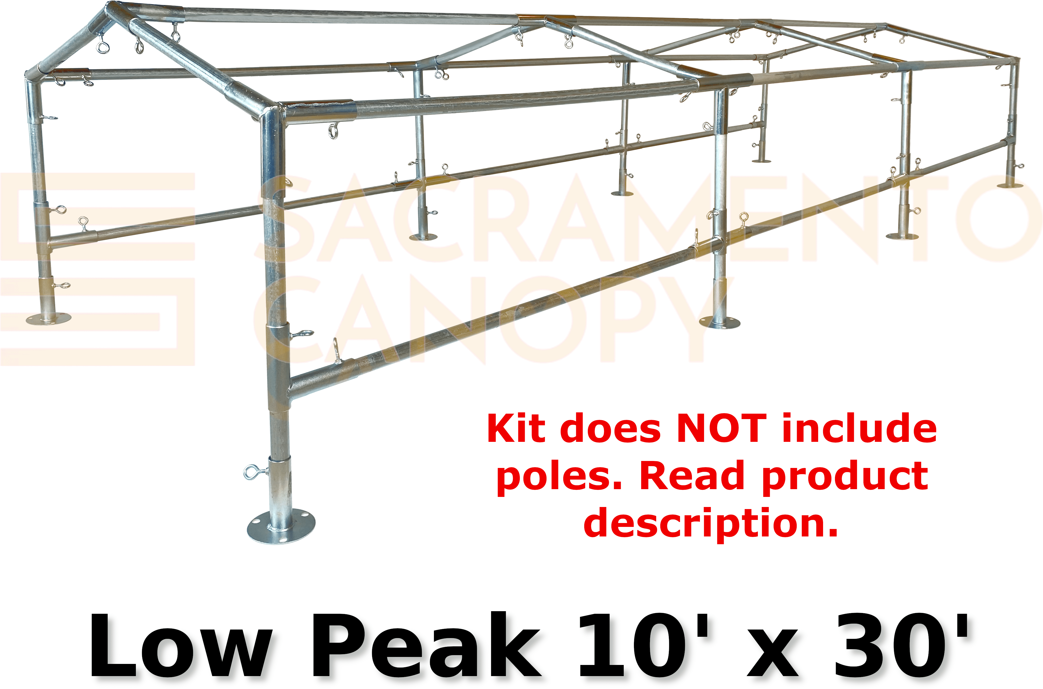 Low Peak Canopy Fittings Kits (10' Wide) DIY Greenhouse, RV & Boat