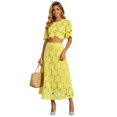 thumbnail image 2 of RFQWOVSR Women's Solid Color Embroidered Short Sleeve Crop Top Maxi Skirt 2 Piece Set French Style Casual Summer Dress Outfit S, 2 of 5
