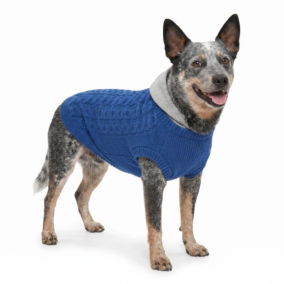 Petco Cable Knit Hoodie Sweater for Pets, Navy, X-Small